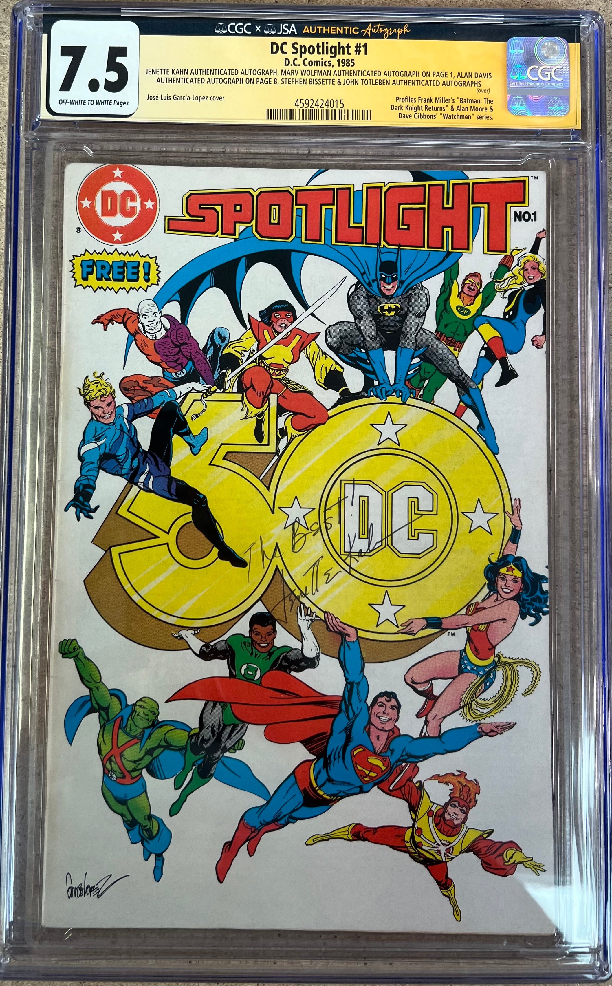 DC Spotlight #1 JSA X CGC 7.5