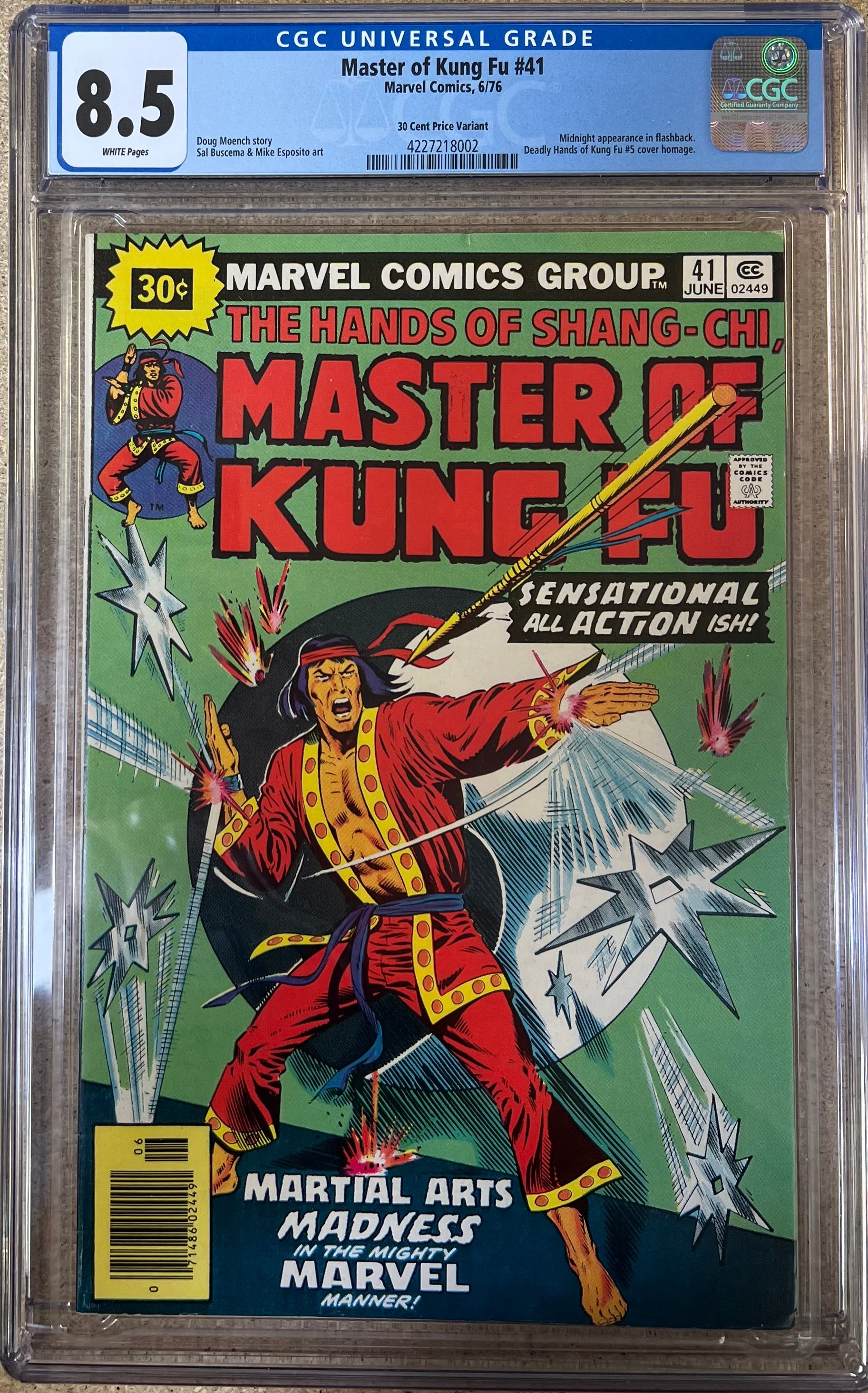Master Of Kung Fu #41 CGC 8.5 30 Cent Price Variant