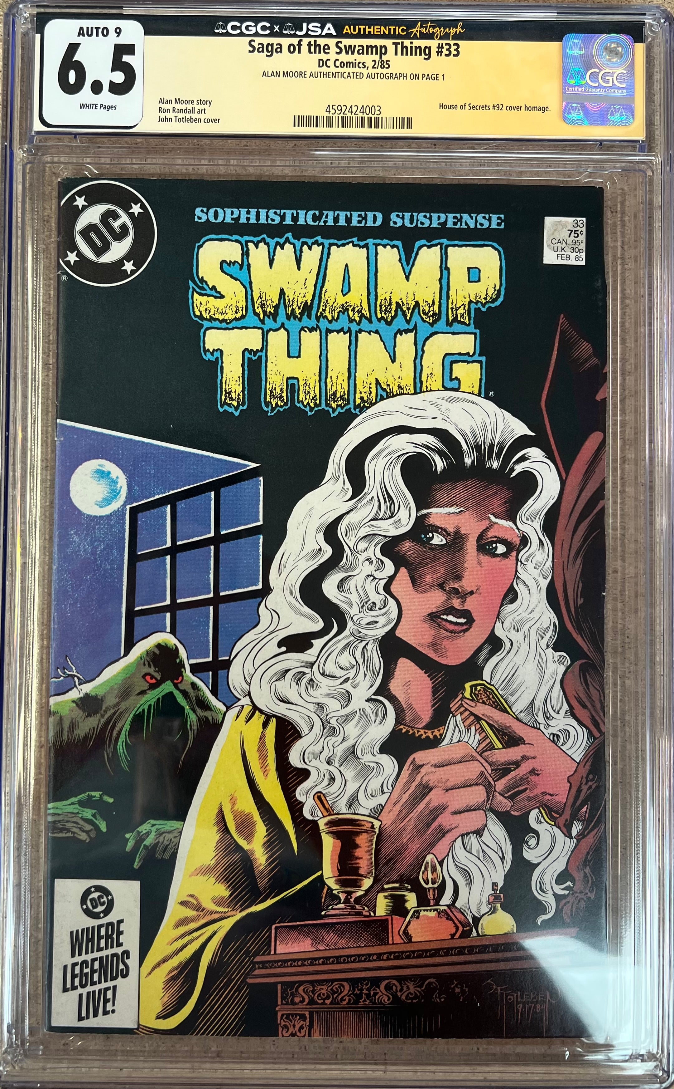 Saga Of The Swamp Thing #33 JSA X CGC 6.5
