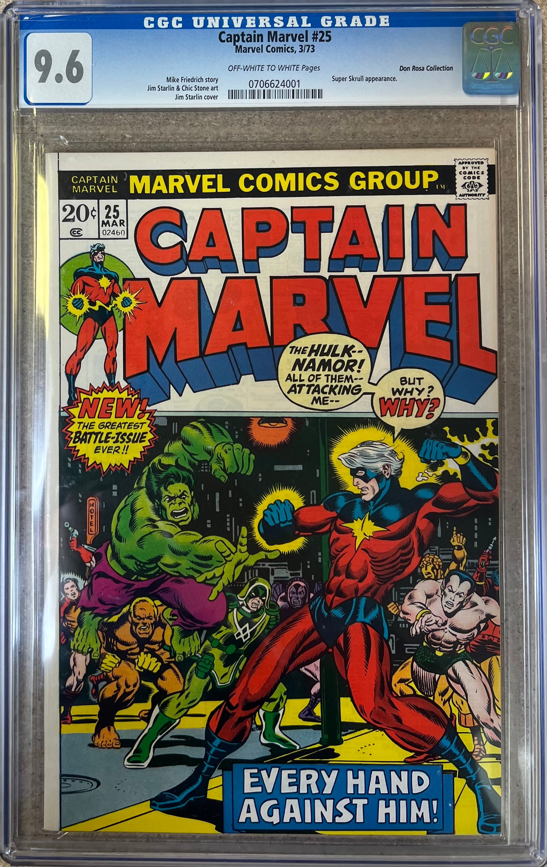 Captain Marvel #25 CGC 9.6 Don Rosa Collection