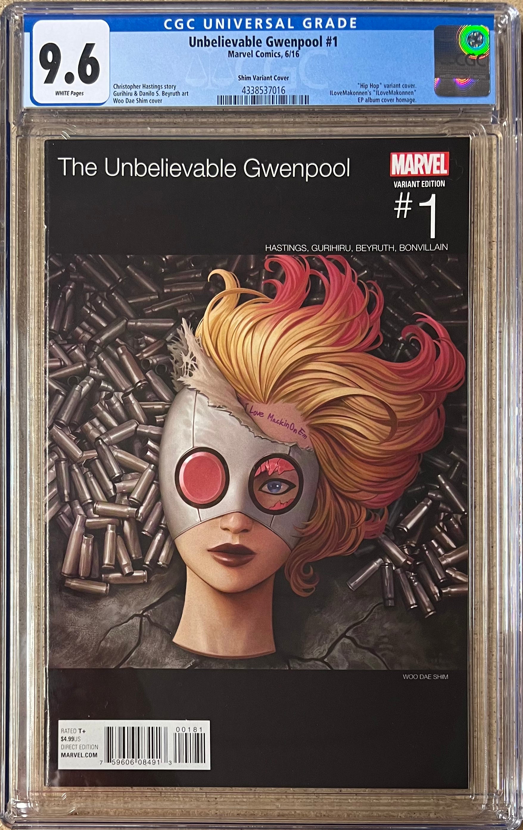 The Unbelievable Gwenpool #1 Hip Hop Variant CGC 9.6