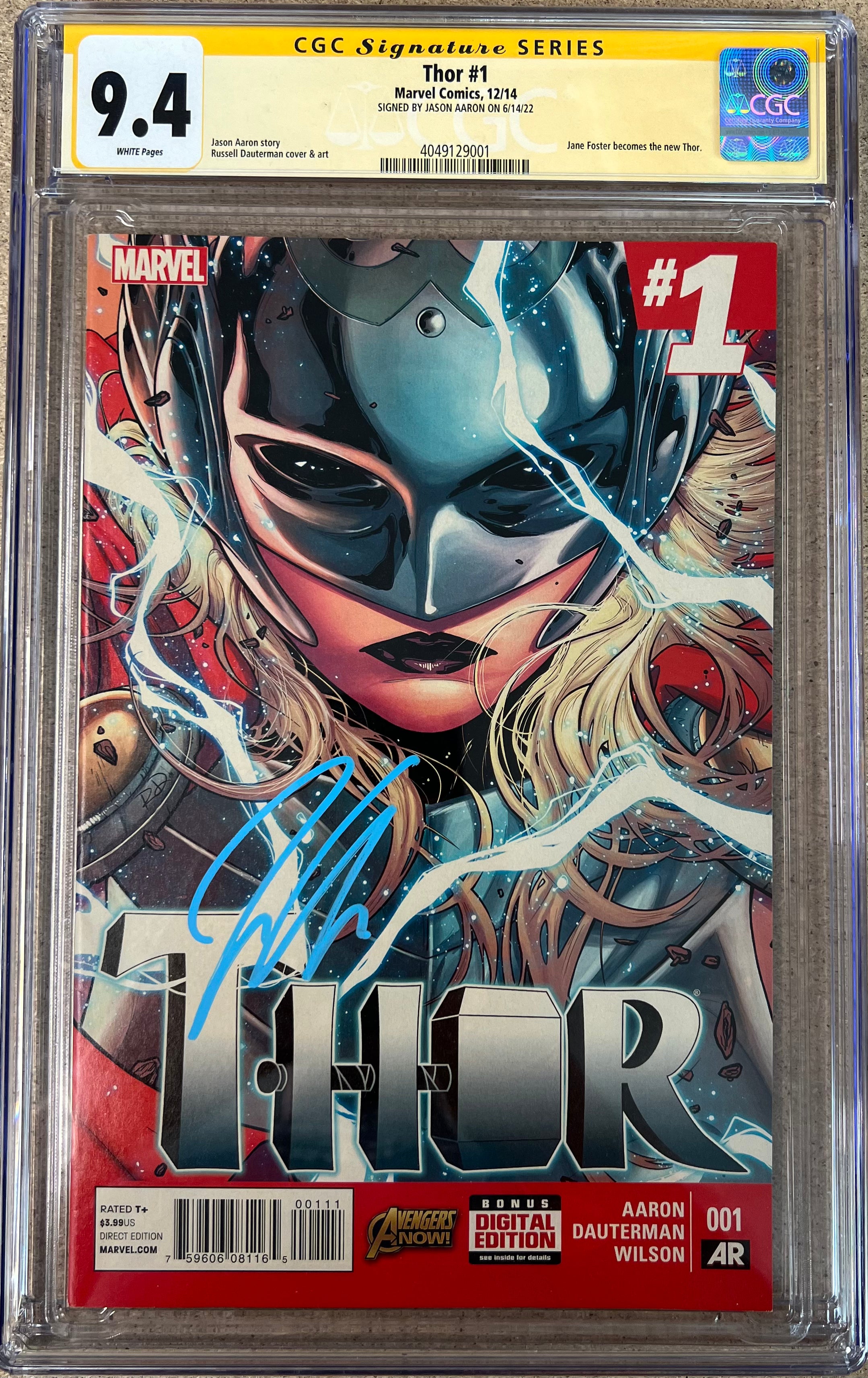 Thor #1 SS CGC 9.4 Signed by Jason Aaron