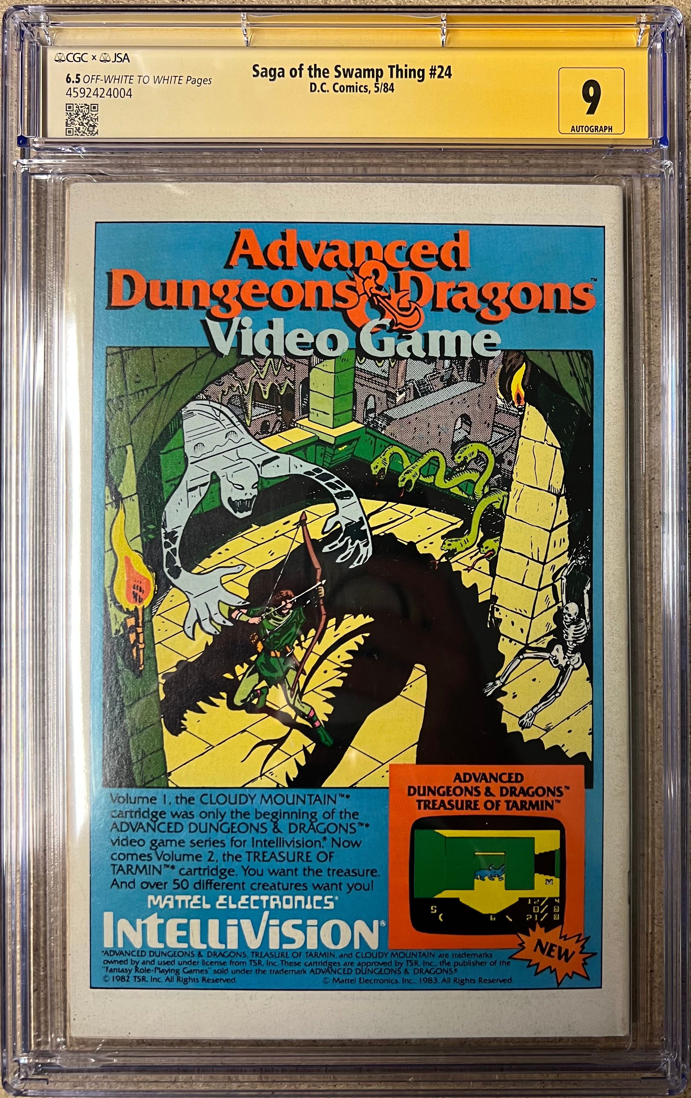 Saga of the Swamp Thing #24 JSA / CGC 6.5 Signed by Alan Moore