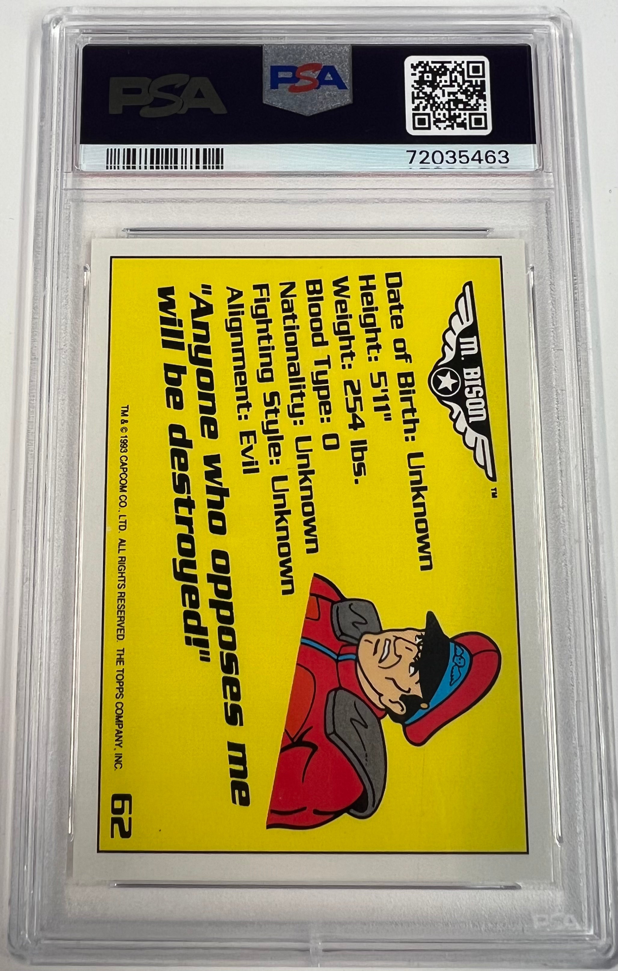 1993 Topps M. Bison Street Fighter II PSA 9 - Slab City Comics