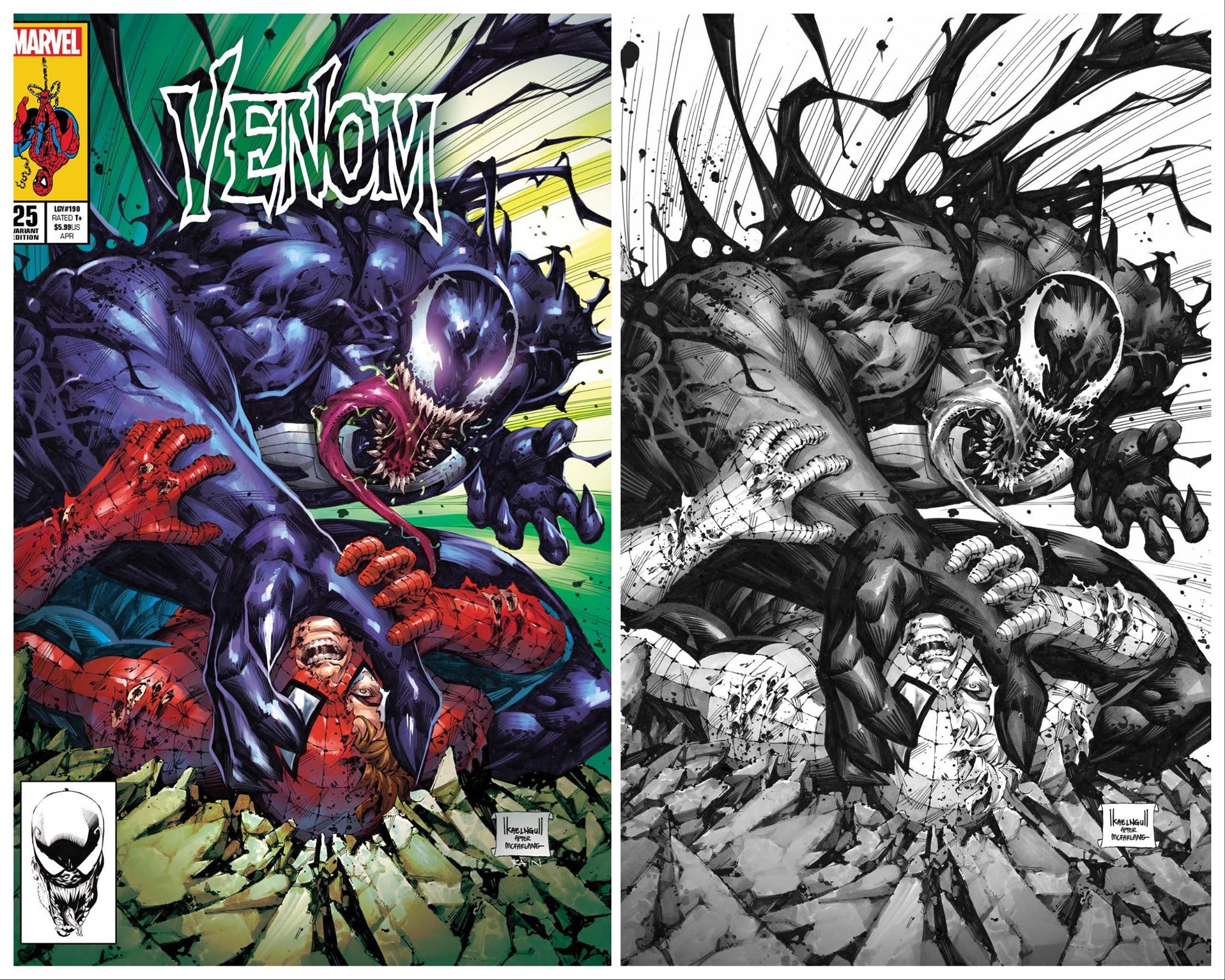 VENOM #25 KAEL NGU EXCLUSIVE TRADE/B&W/VIRGIN VARIANTS - Slab City Comics