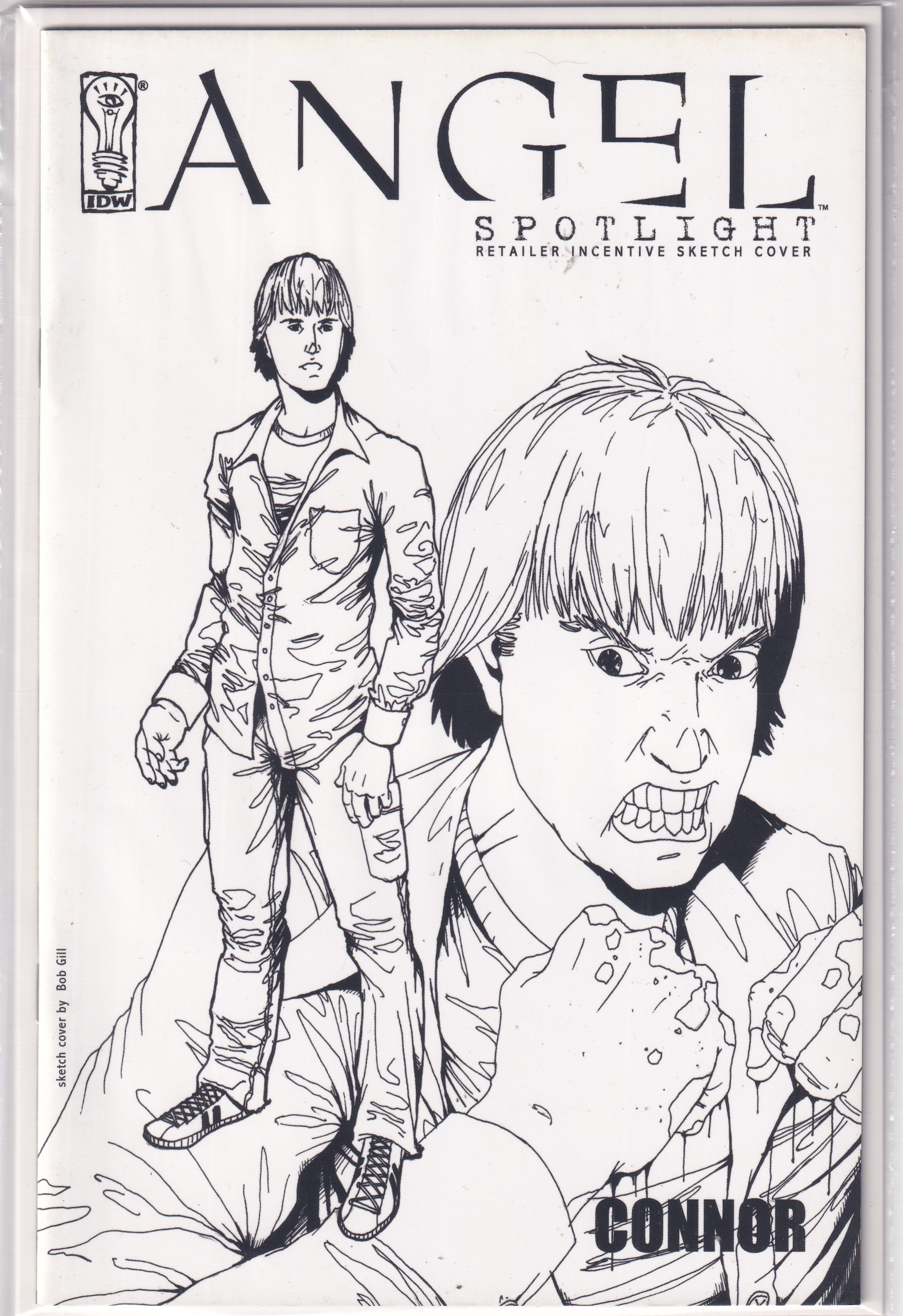 ANGEL SPOTLIGHT CONNOR B&W - Slab City Comics
