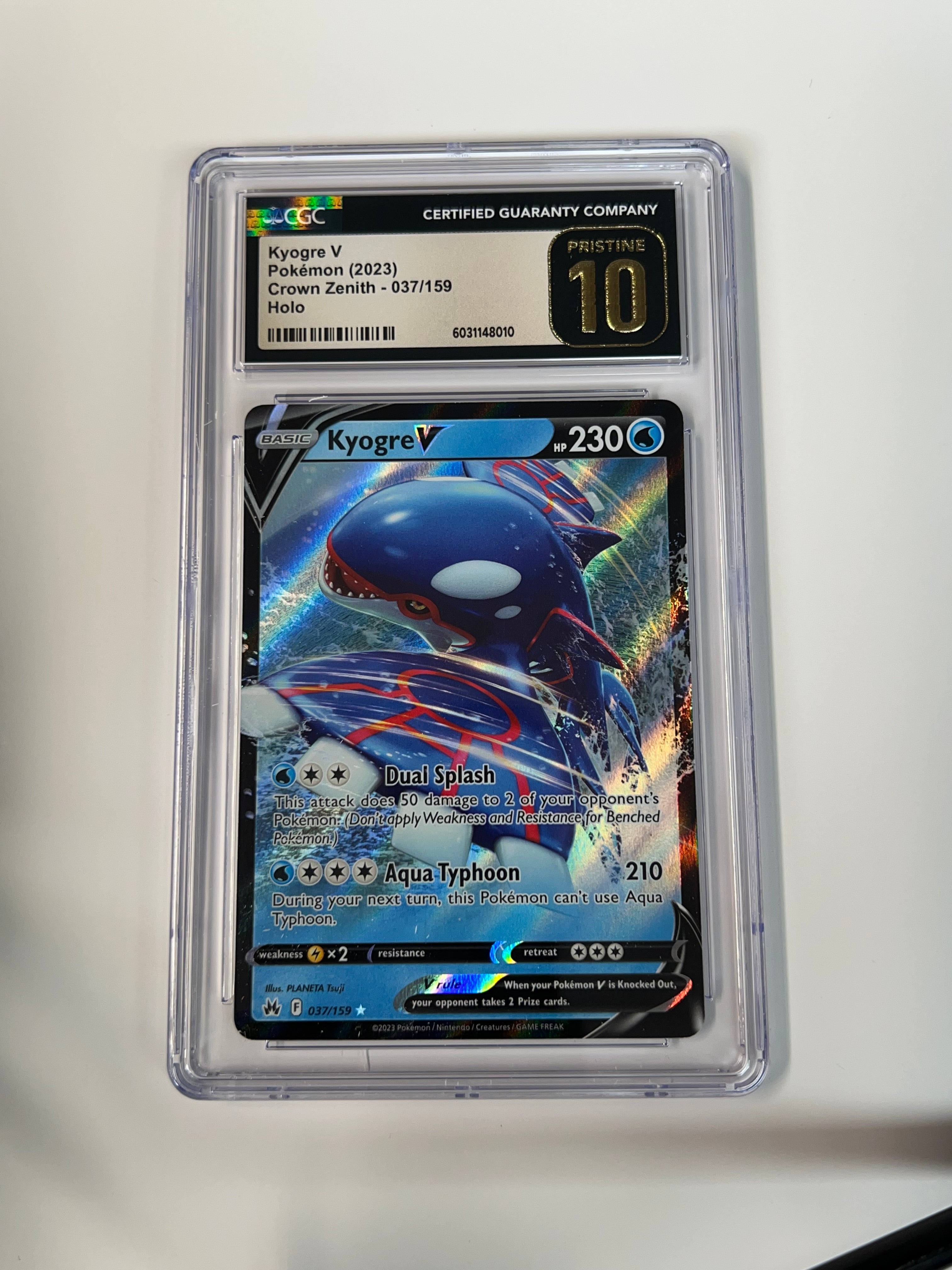 Kyogre V Crown Zenith CGC PRISTINE 10