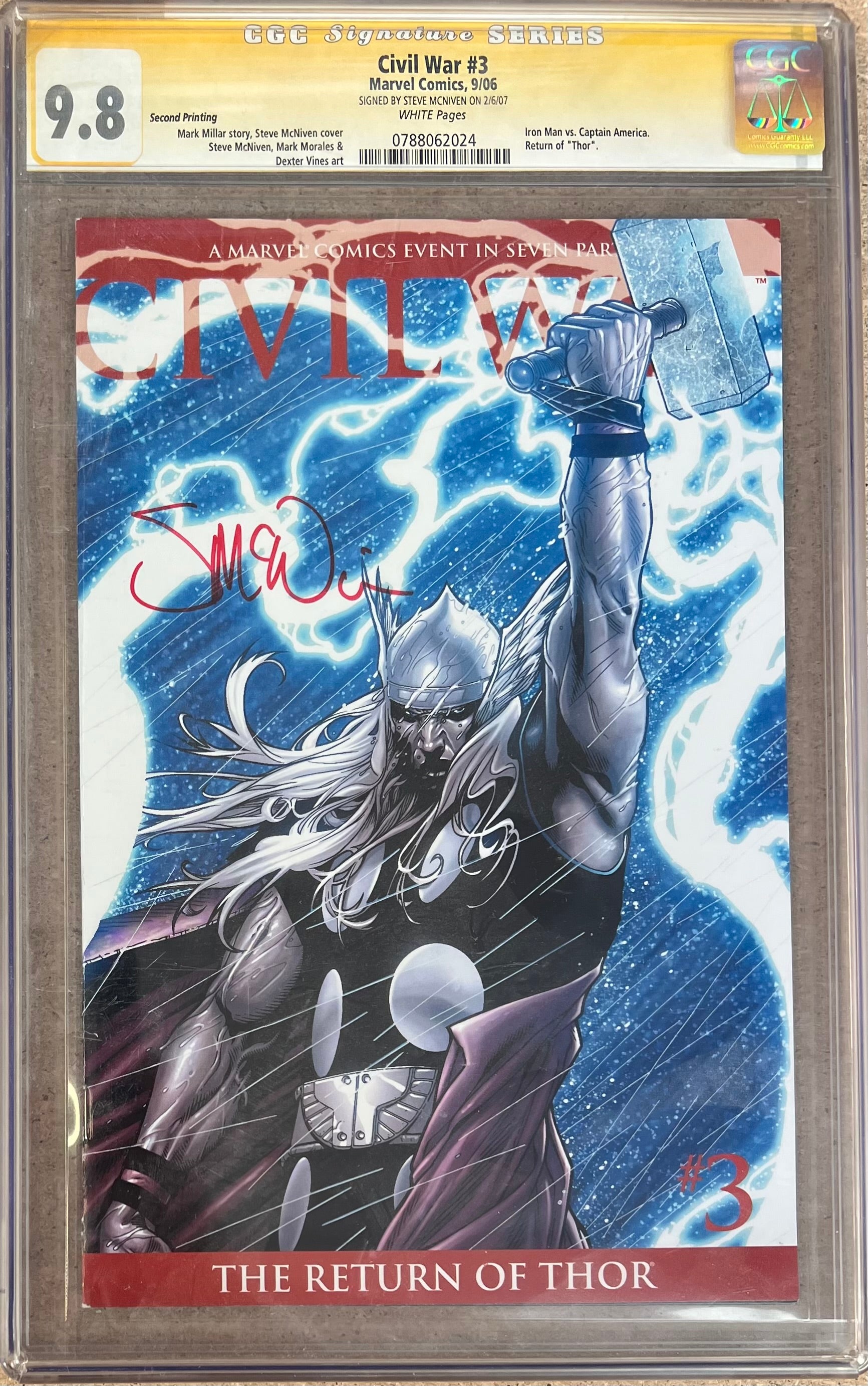 Civil War #3 Second Print SS CGC 9.8