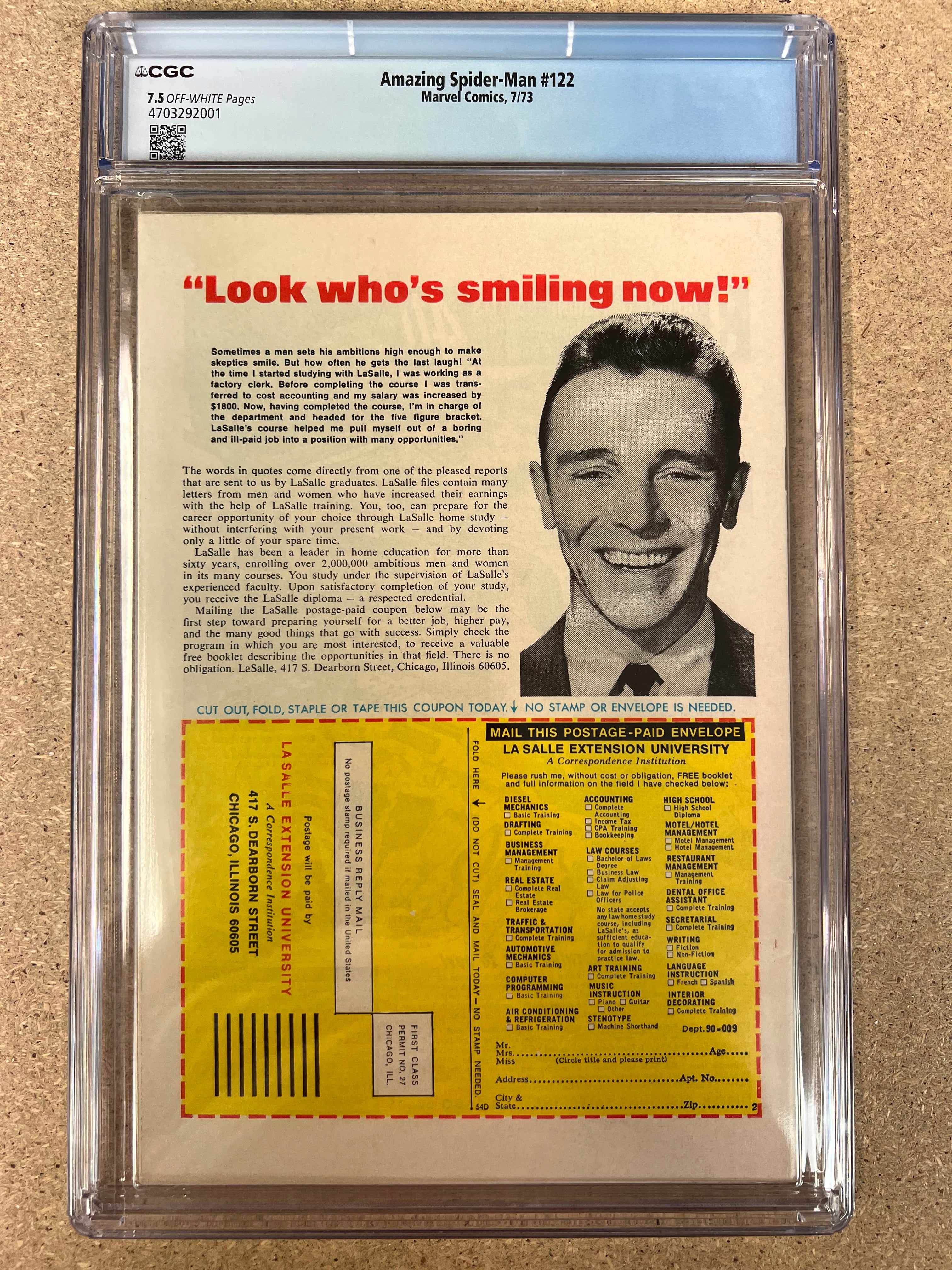 Amazing Spider-Man #122 CGC 7.5 Mark Jewellers & Mennen Insert