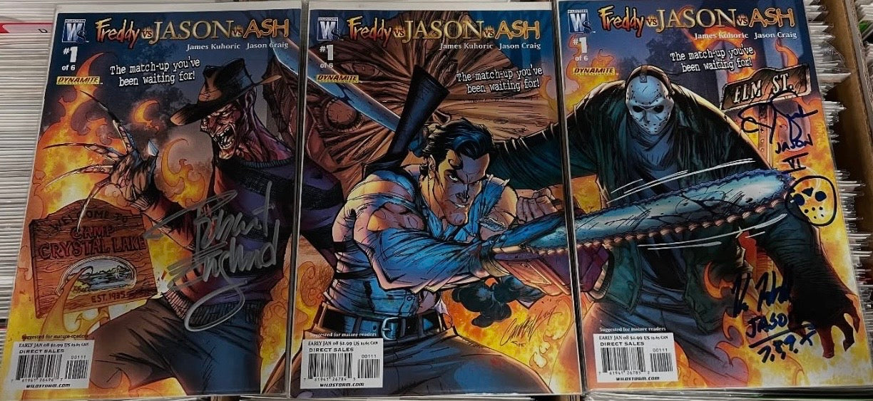 Freddy Vs Jason Vs Ash #1 Campbell Signed Set Of 3
