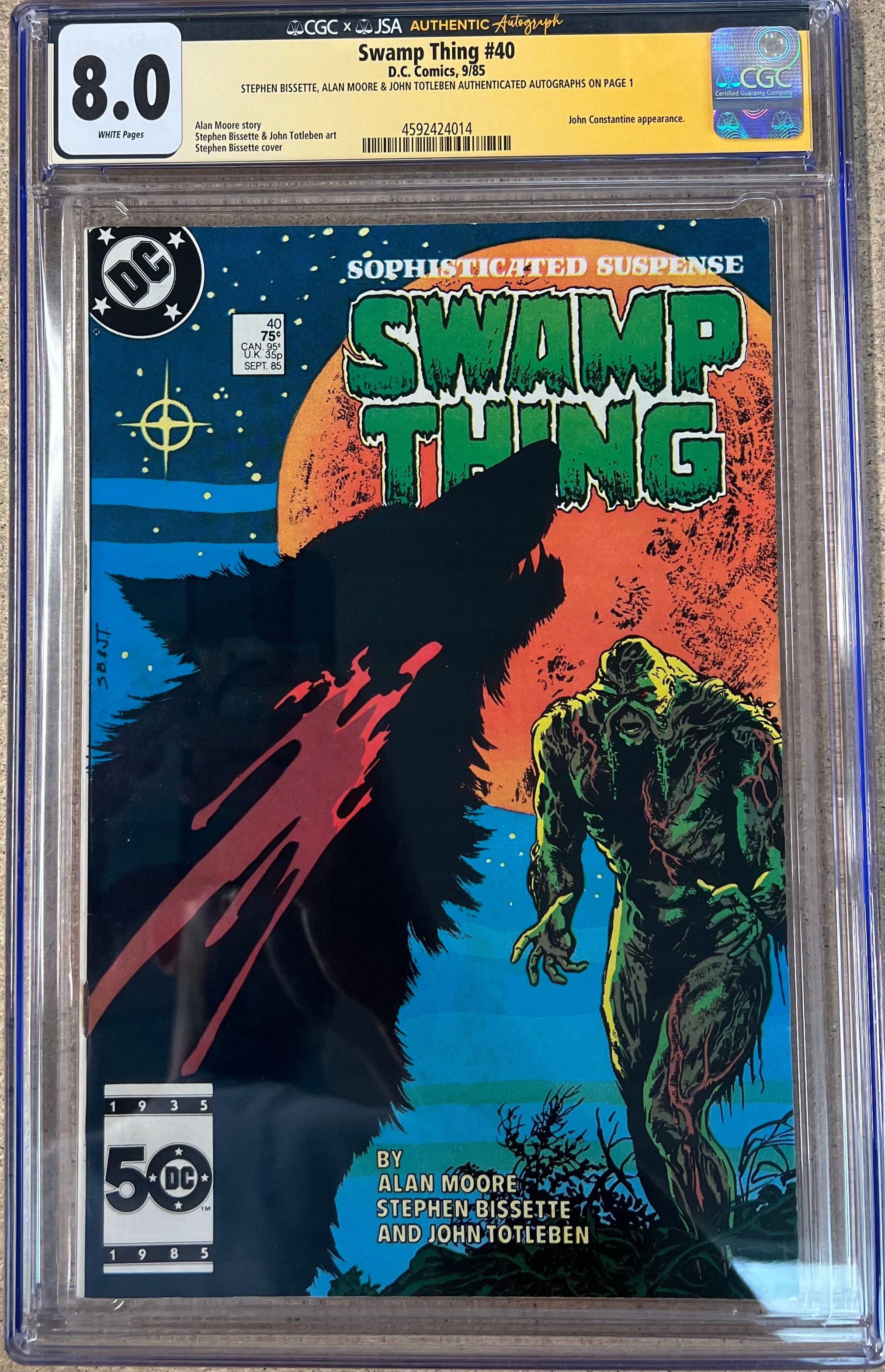 Swamp Thing #40 JSA X CGC 8.0