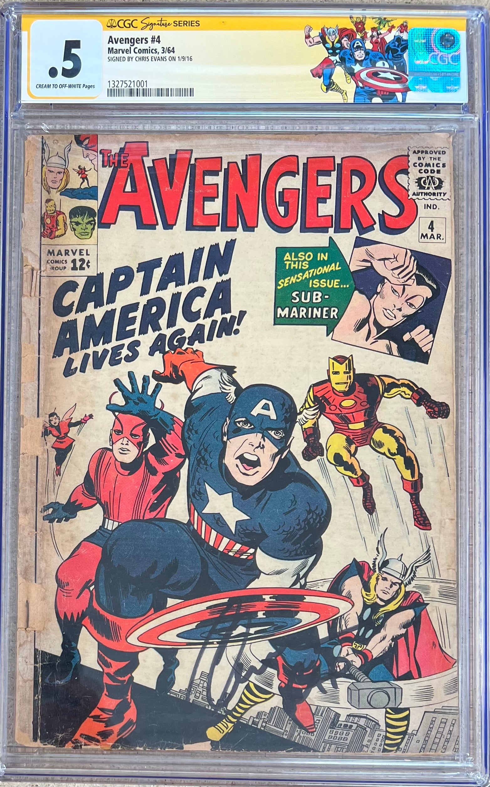 Avengers #4 Signed By Chris Evans SS CGC 0.5