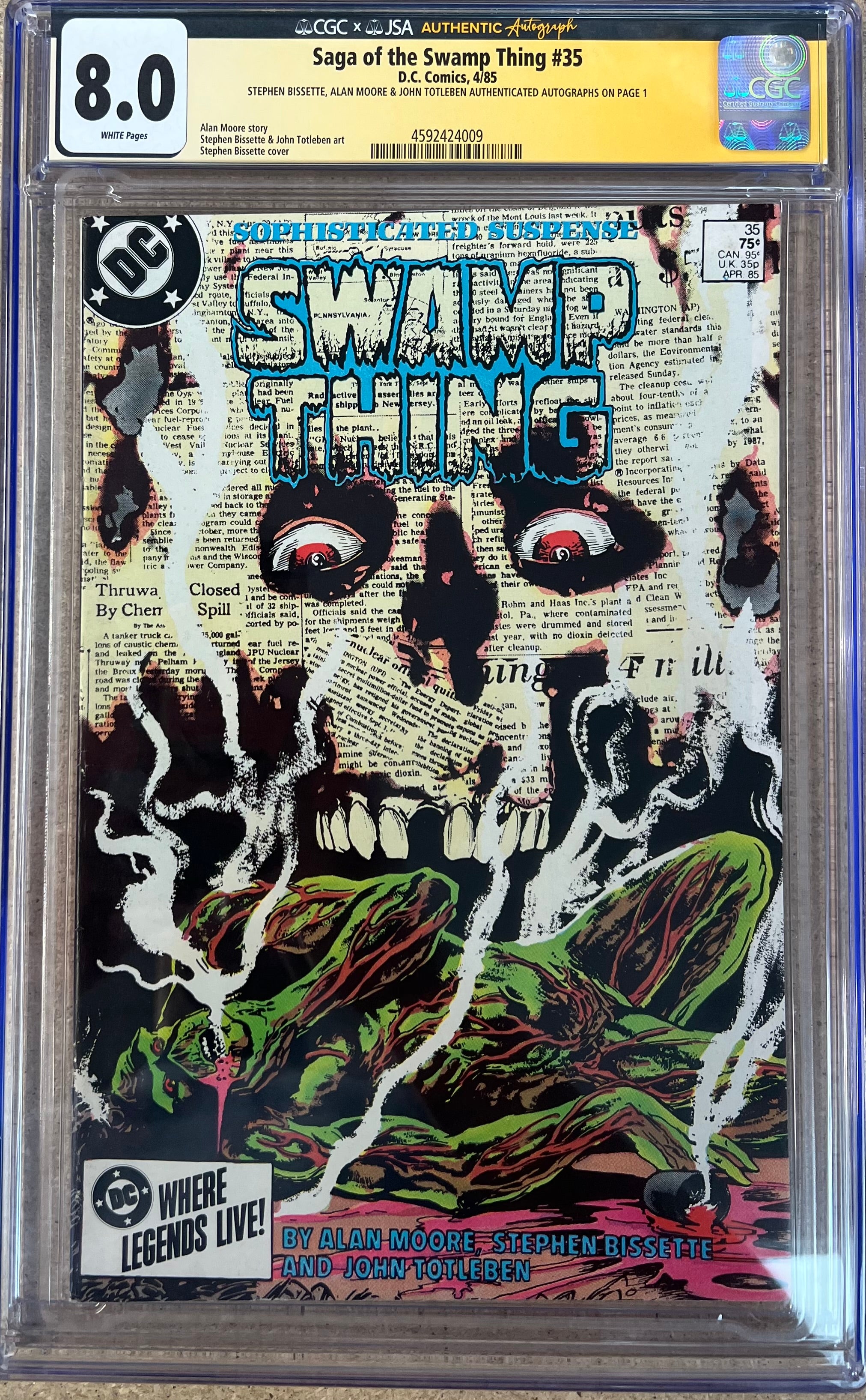 Saga Of The Swamp Thing #35 JSA X CGC 8.0
