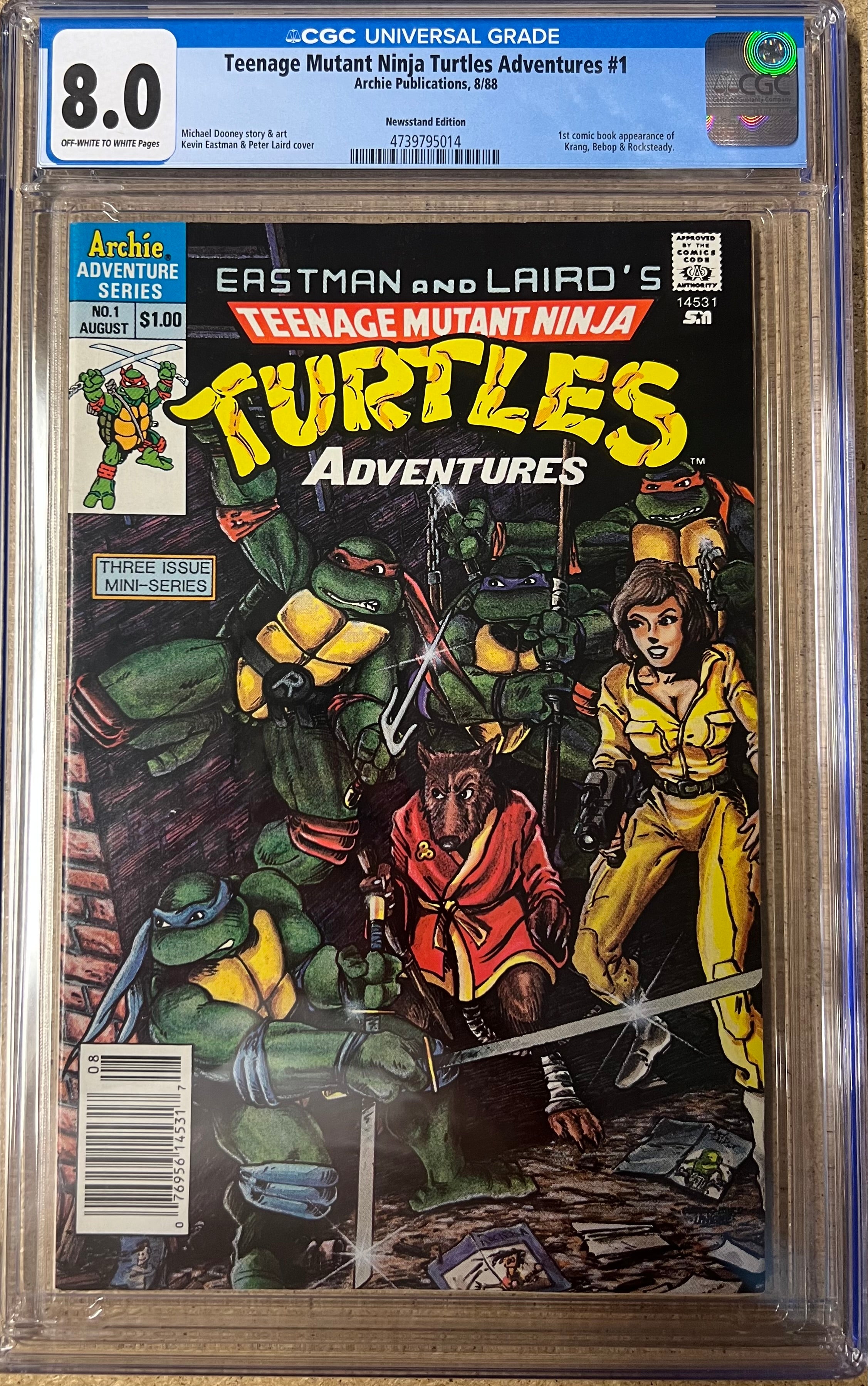 Teenage Mutant Ninja Turtles Adventures #1 Newstand CGC 8.0