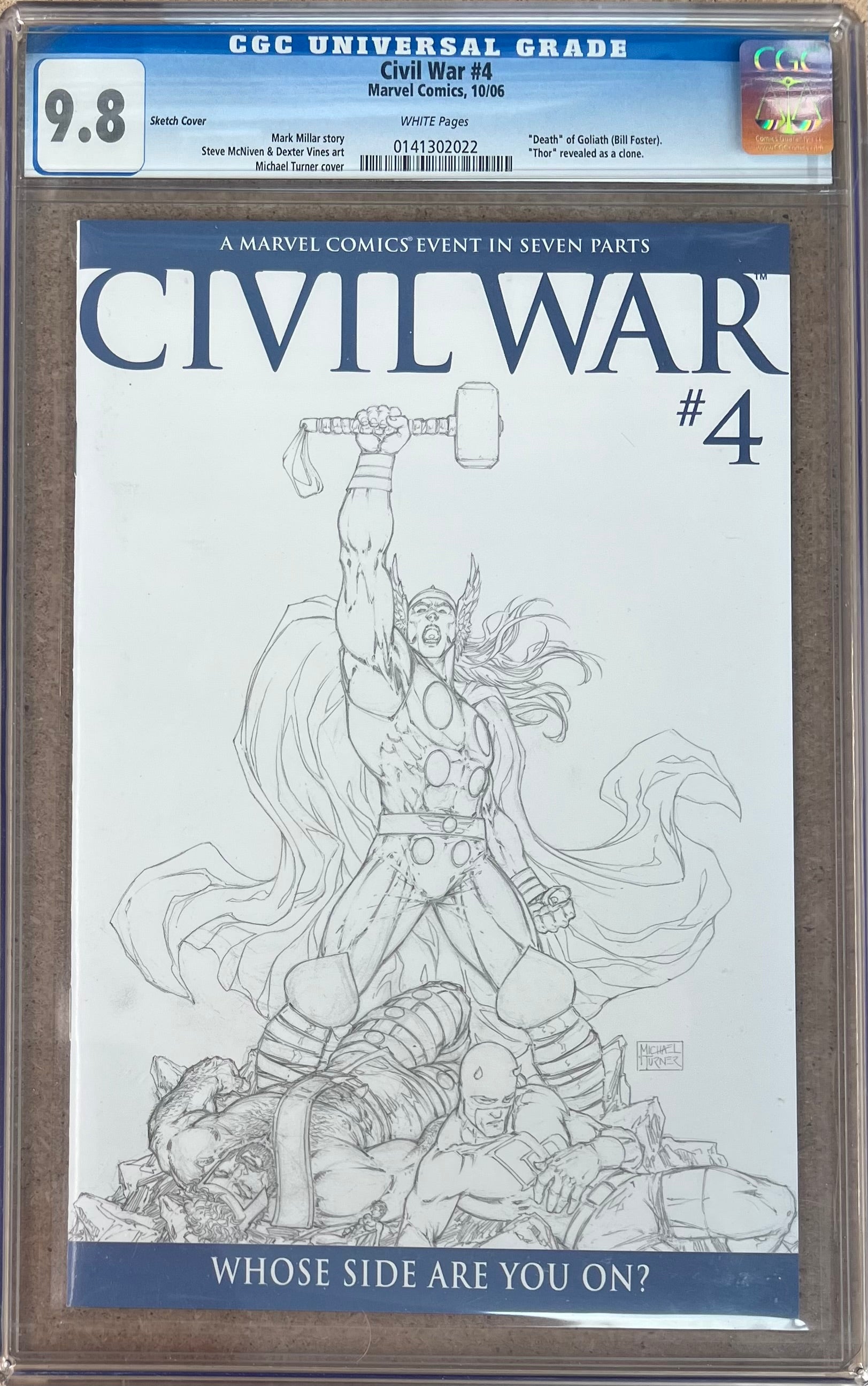 Civil War #4 Turner Sketch Variant CGC 9.8