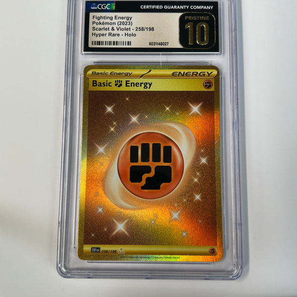 gold fighting energy pokemon card Scarlet & Violet 258/198 CGC PRISTINE 10 pokemon SM Pokémon Cards: Fighting Energy