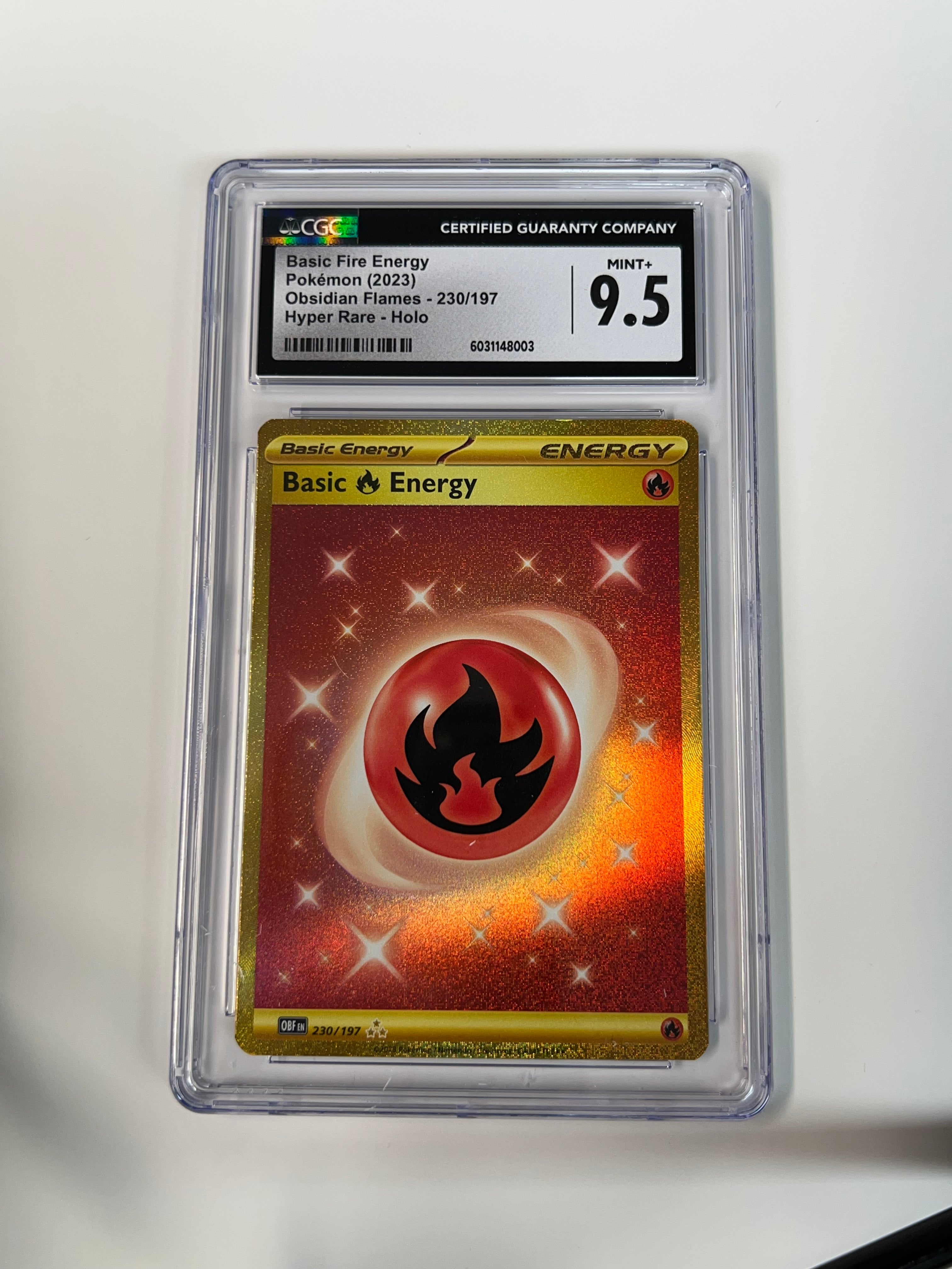 Basic Fire Energy Holo Obsidian Flames CGC 9.5