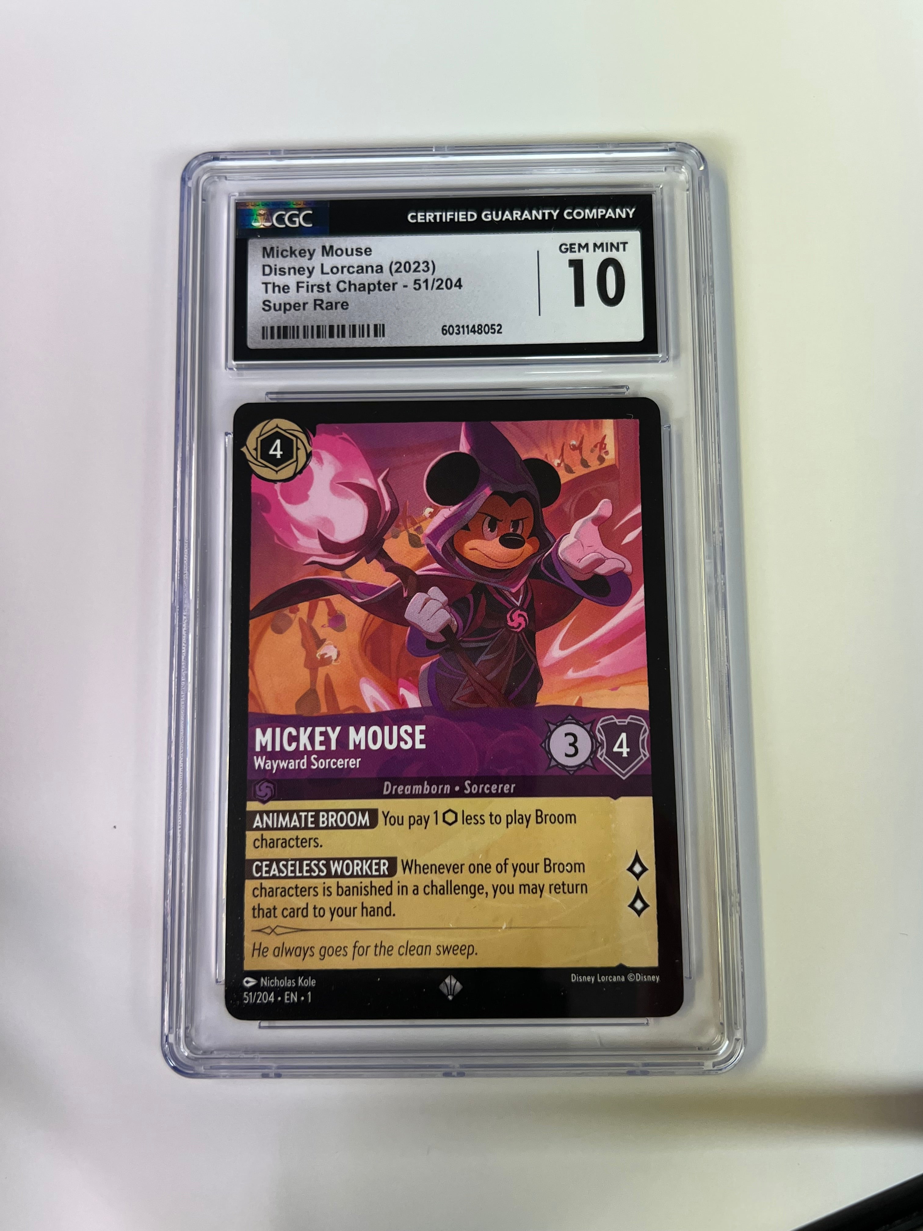 Disney Lorcana Mickey Mouse Wayward Sorcerer FOIL CGC 10