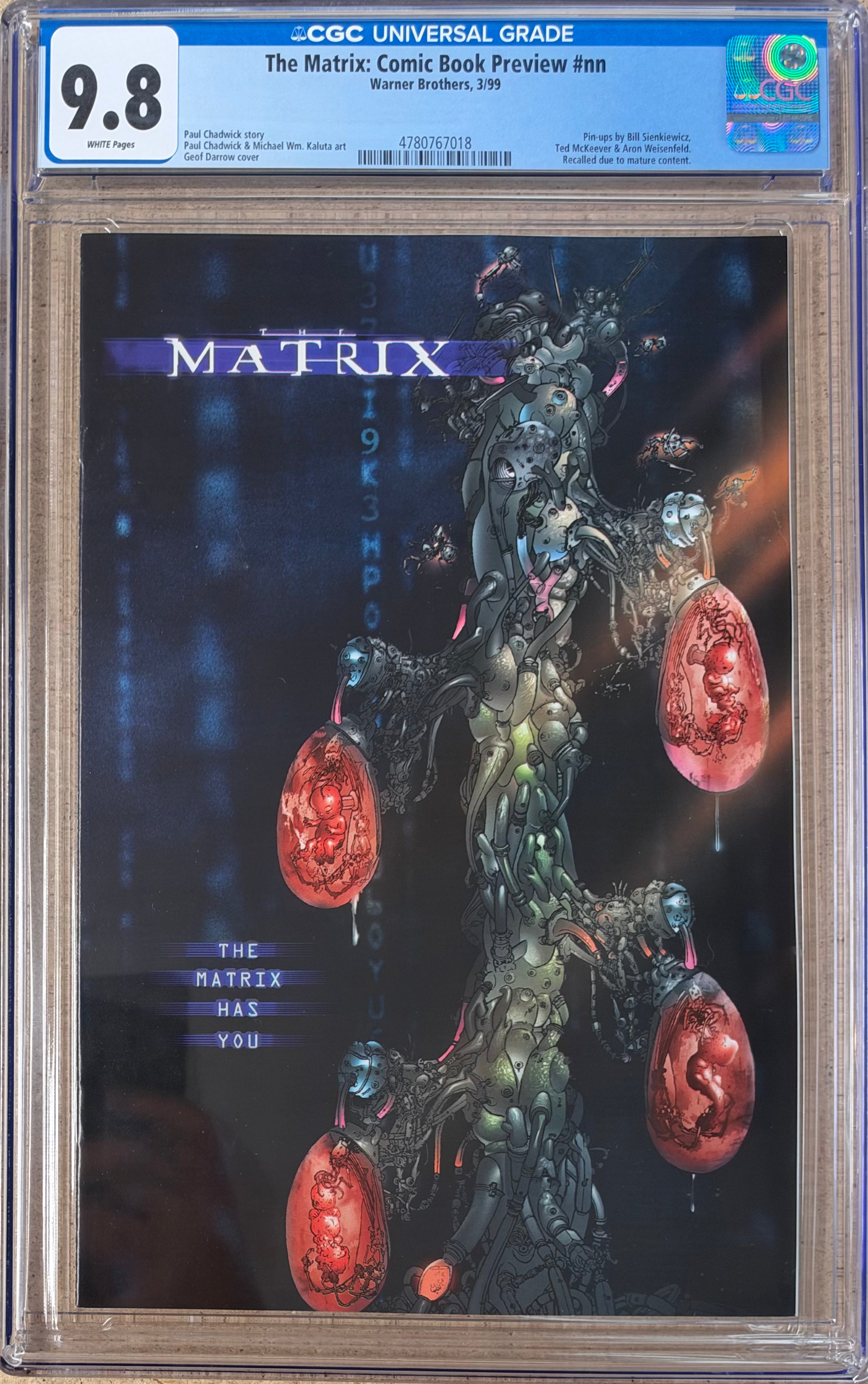 The Matrix: Comic Book Preview Recalled Comic CGC 9.8