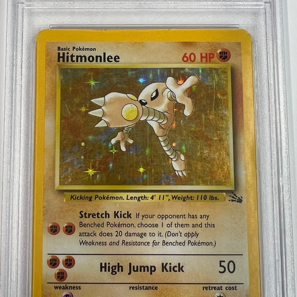 pokemon card hitmonlee (Fantastical Parade #218/234, 1-Star Shiny) Twister Kick This attack does 10 damage to each of your opponents Pokemon 1999 Pokemon Hitmonlee Holo PSA