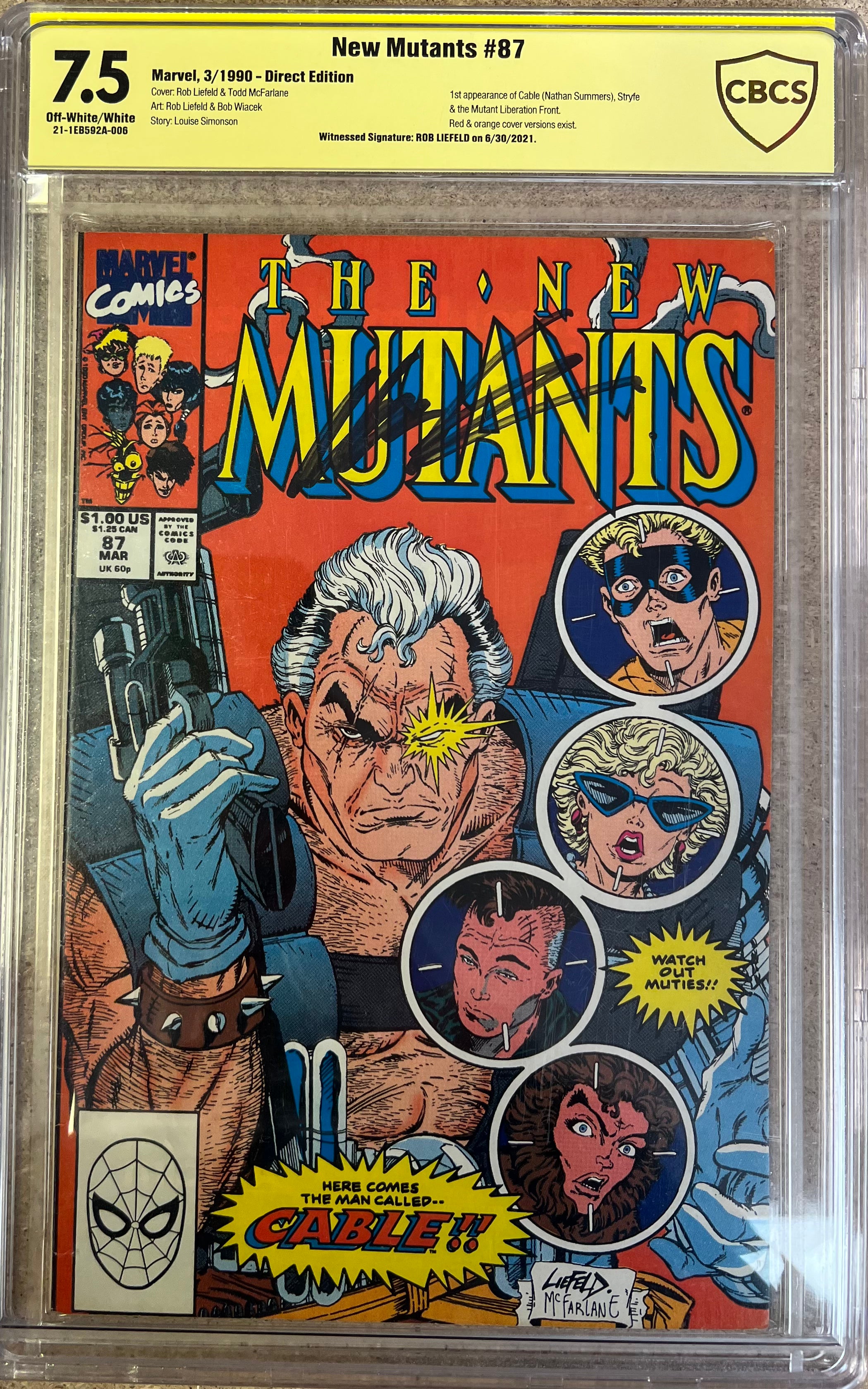 New Mutants #87 CBCS 7.5 Signed By Rob Liefeld