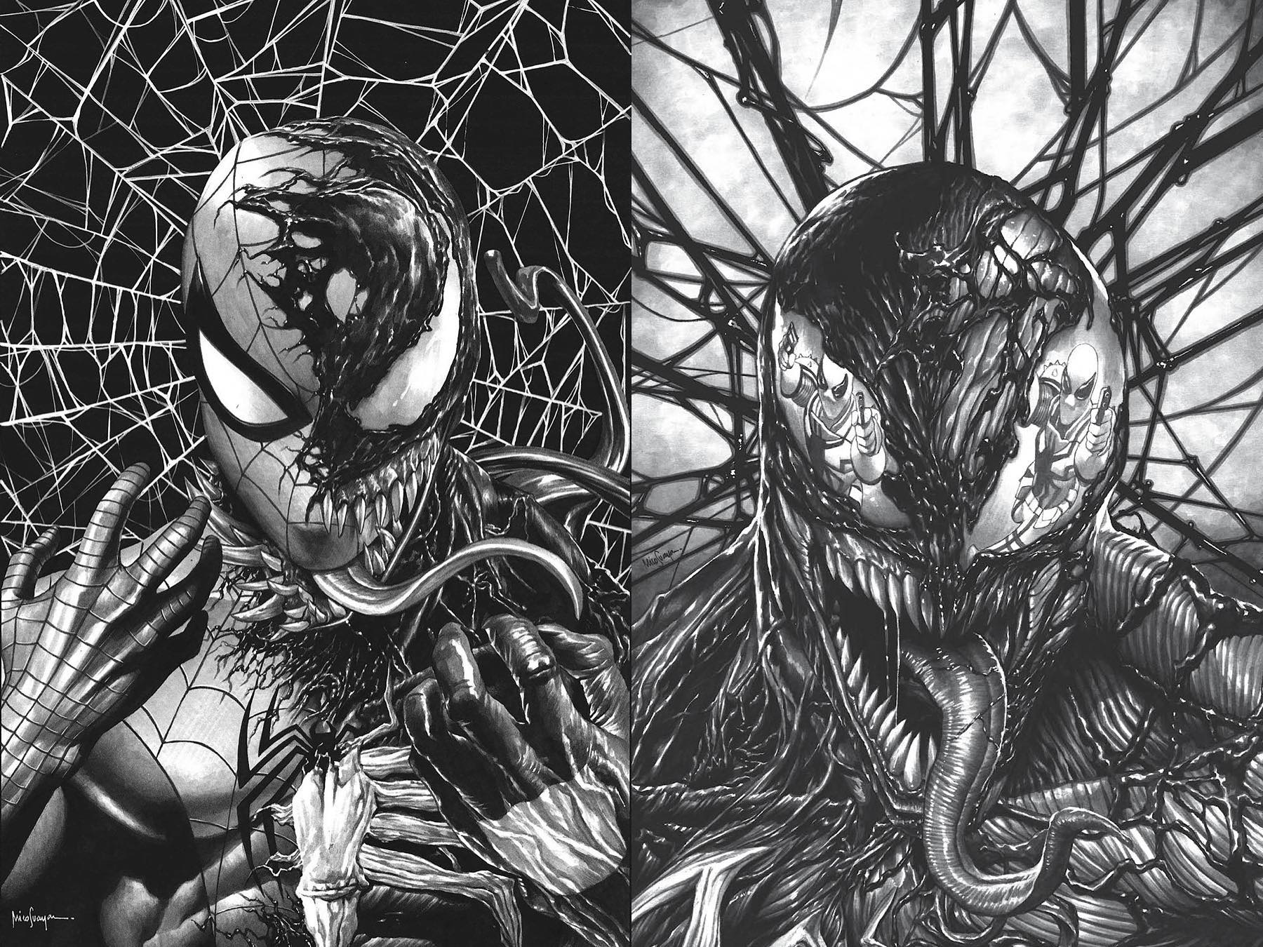 SPIDER-MAN: SPIDERS SHADOW #1 & EXTREME CARNAGE #1 MICO SUAYAN B&W SET - Slab City Comics 