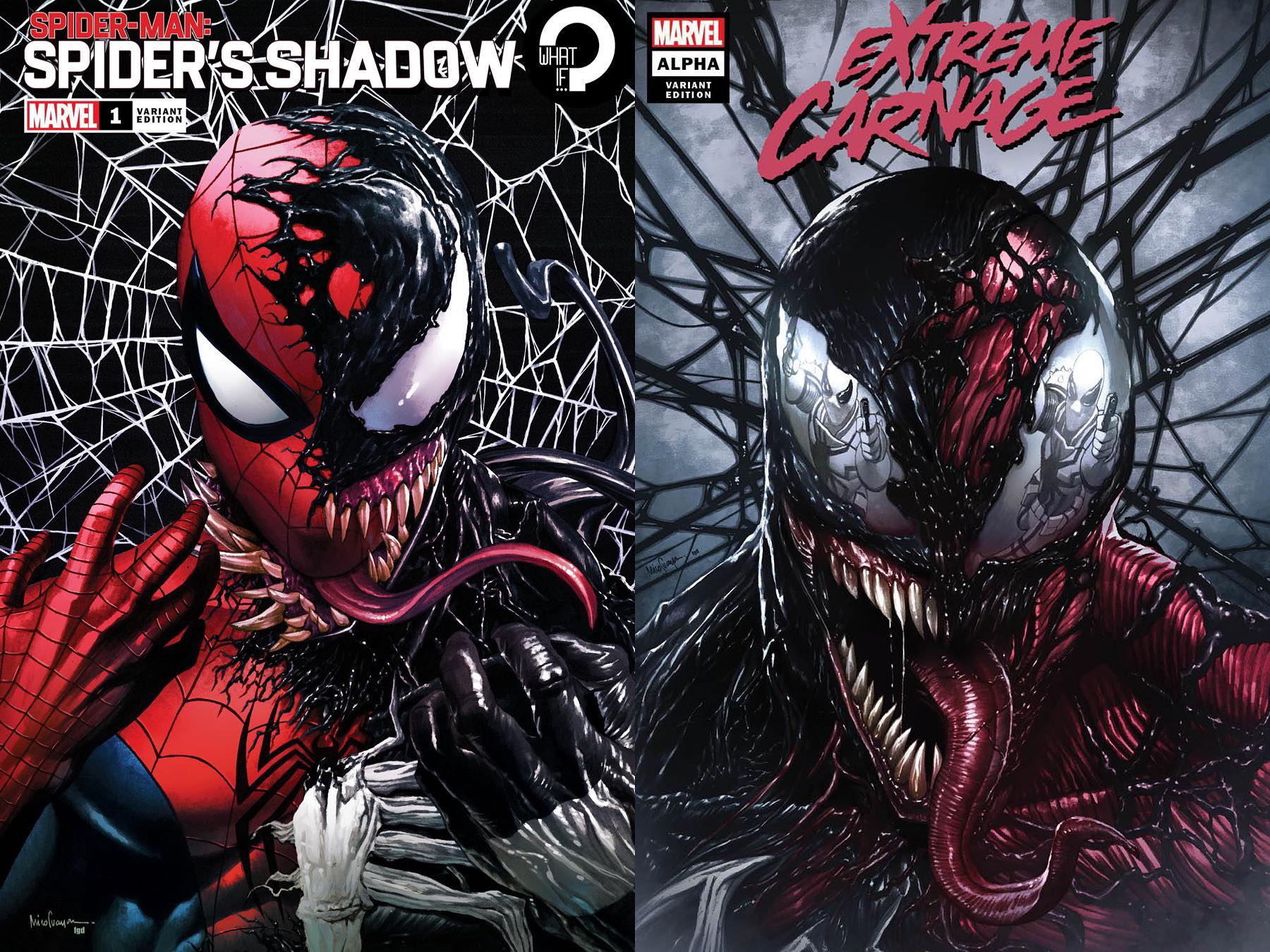 SPIDER-MAN: SPIDERS SHADOW #1 & EXTREME CARNAGE #1 MICO SUAYAN TRADE DRESS SET - Slab City Comics 