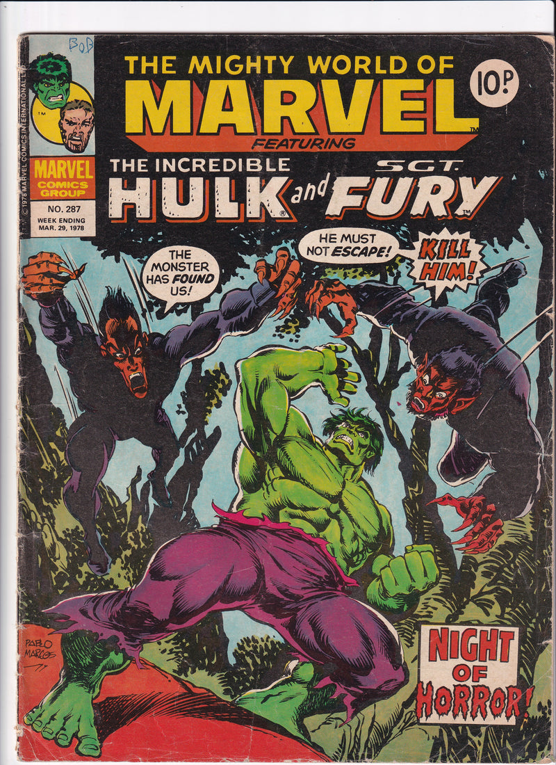 THE MIGHTY WORLD OF MARVEL FEATURING THE INCREDIBLE HULK AND S.G.T FURY NO.287 - Slab City Comics 