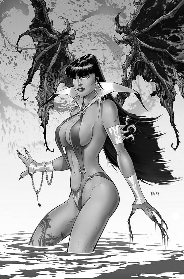 VAMPIRELLA #19 1:15 RB WHITE B&W VIRGIN VARIANT - Slab City Comics 